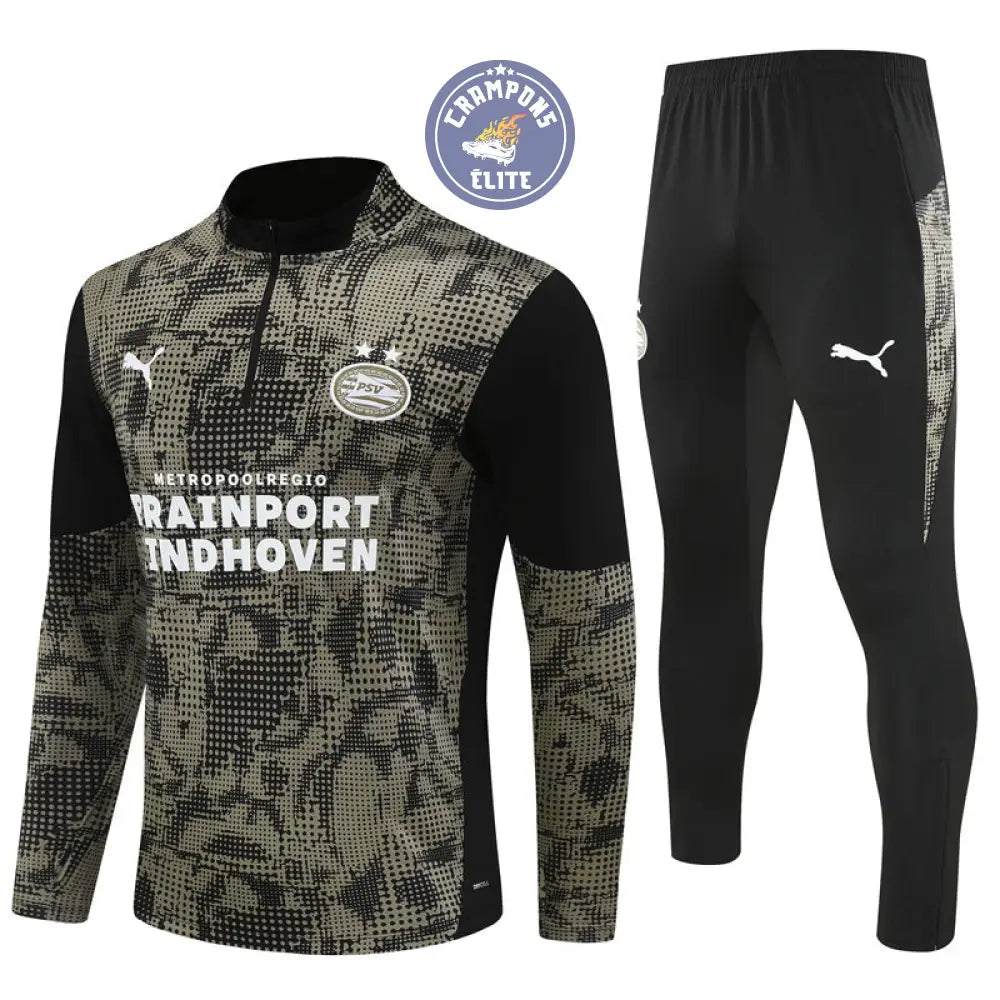 Survêtement d’entraînement demi-zip - PSV 2025/2026 - Kaki/Noir/Blanc