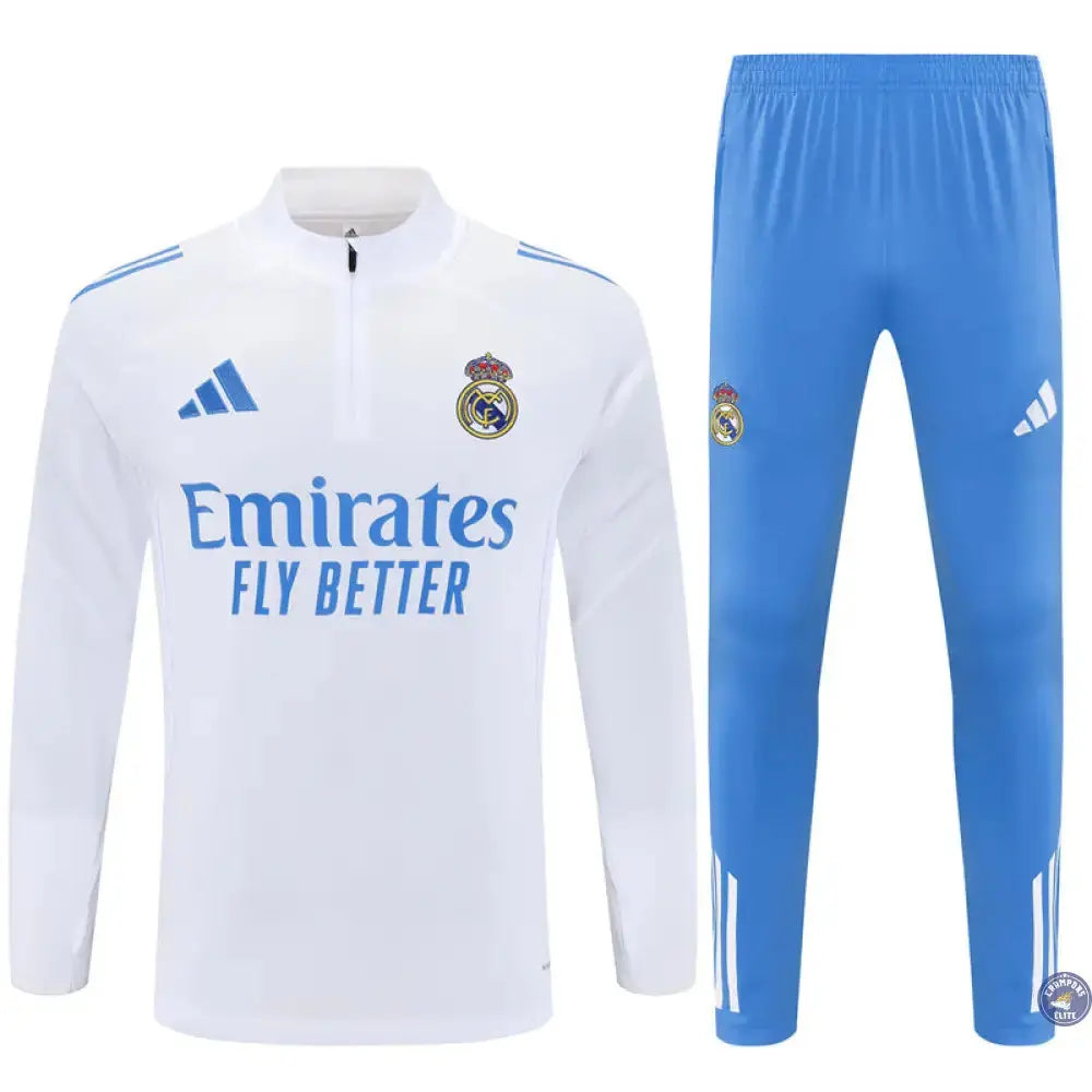 Image of Survêtement d’entraînement demi-zip - Real Madrid 2025/2026 - Blanc/Bleu Ciel