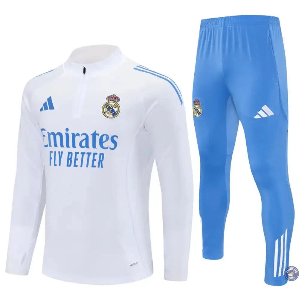 Image of Survêtement d’entraînement demi-zip - Real Madrid 2025/2026 - Blanc/Bleu Ciel