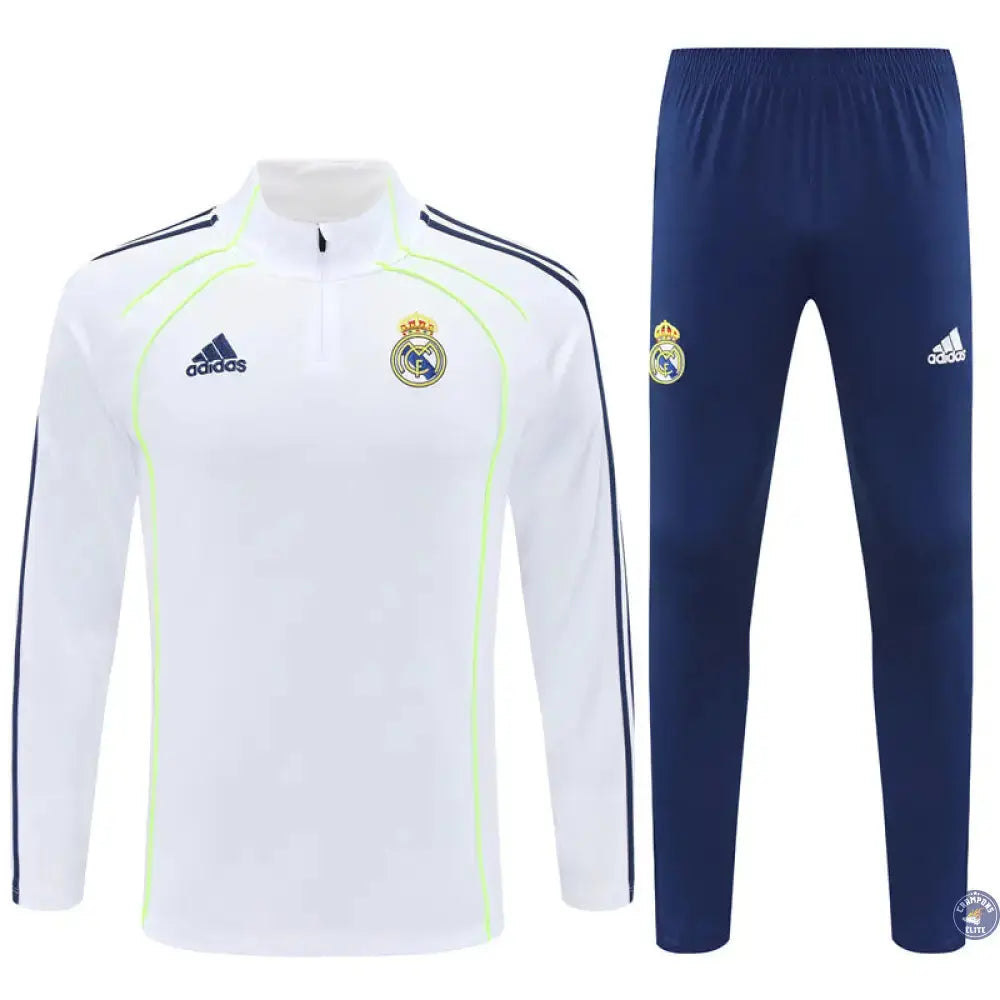 Image of Survêtement d’entraînement demi-zip - Real Madrid 2025/2026 - Blanc/Bleu Marine/Jaune Fluo