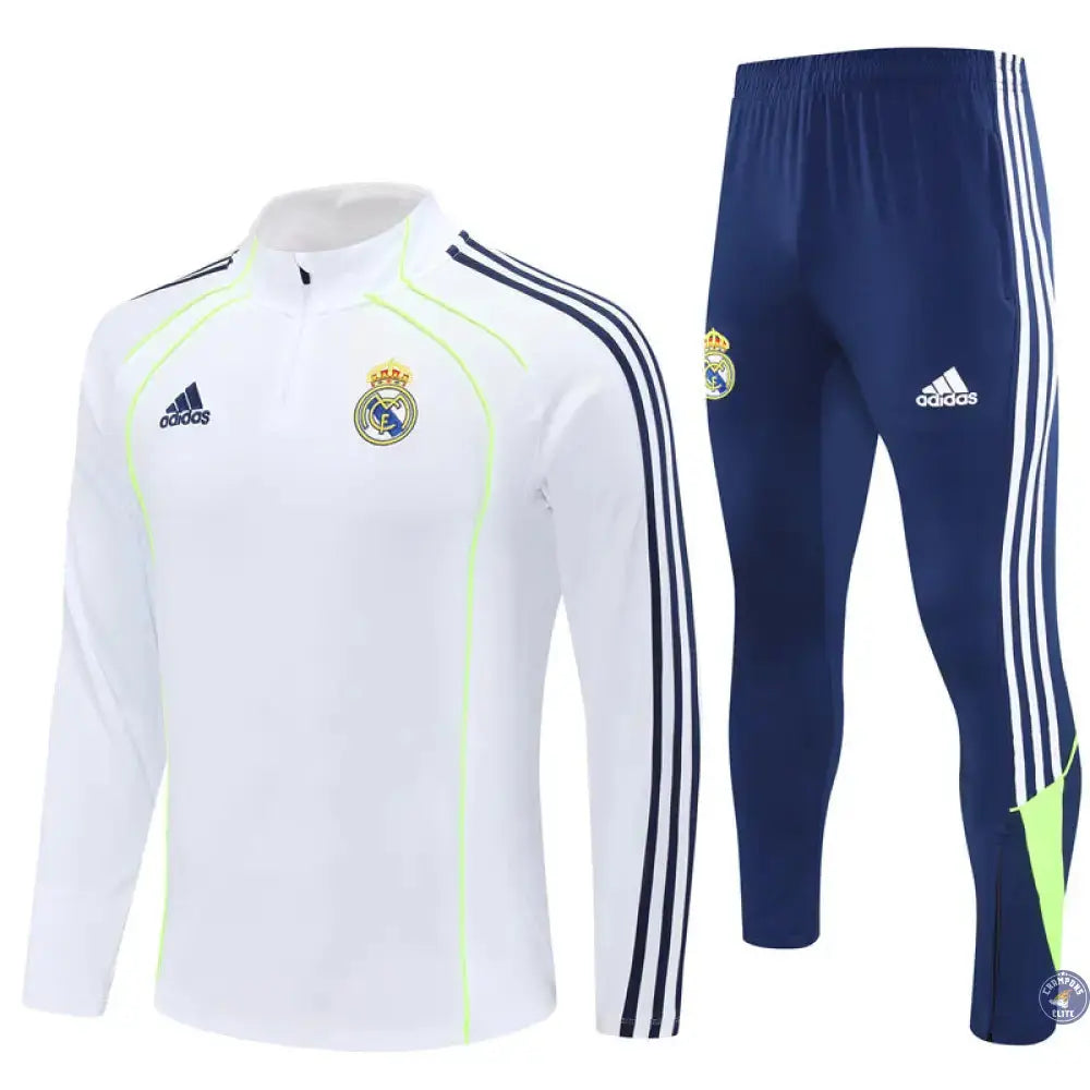 Image of Survêtement d’entraînement demi-zip - Real Madrid 2025/2026 - Blanc/Bleu Marine/Jaune Fluo