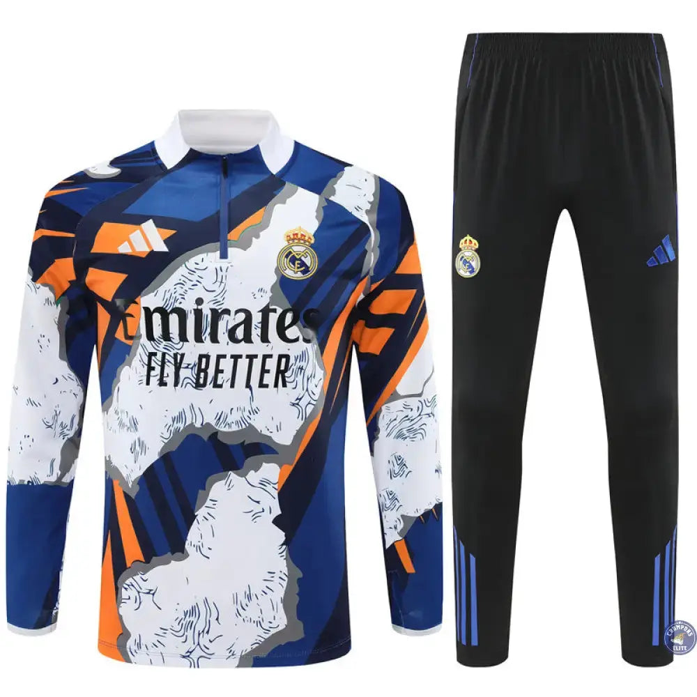 Image of Survêtement d’entraînement demi-zip - Real Madrid 2025/2026 - Bleu/Blanc/Orange/Noir