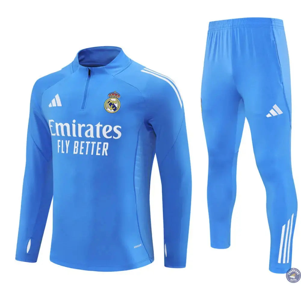 Image of Survêtement d’entraînement demi-zip - Real Madrid 2025/2026 - Bleu Ciel/Blanc
