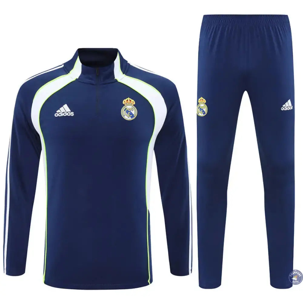 Image of Survêtement d’entraînement demi-zip - Real Madrid 2025/2026 - Bleu Marine/Blanc/Jaune Fluo