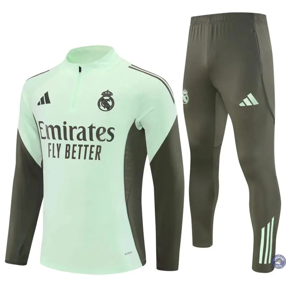 Survêtement d’entraînement demi-zip - Real Madrid 2025/2026 - Bleu Turquoise/Kaki