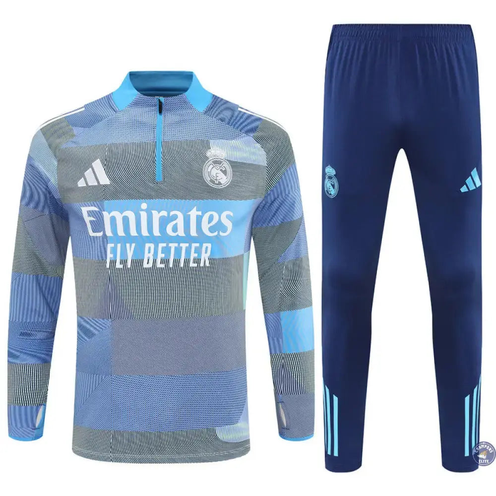 Image of Survêtement d’entraînement demi-zip - Real Madrid 2025/2026 - Gris/Bleu/Bleu Marine