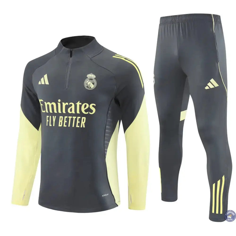 Image of Survêtement d’entraînement demi-zip - Real Madrid 2025/2026 - Gris/Jaune Clair