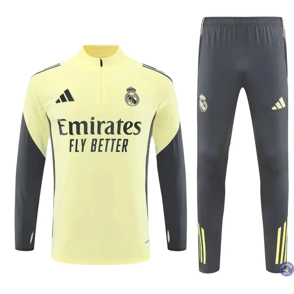 Survêtement d’entraînement demi-zip - Real Madrid 2025/2026 - Jaune Clair/Gris