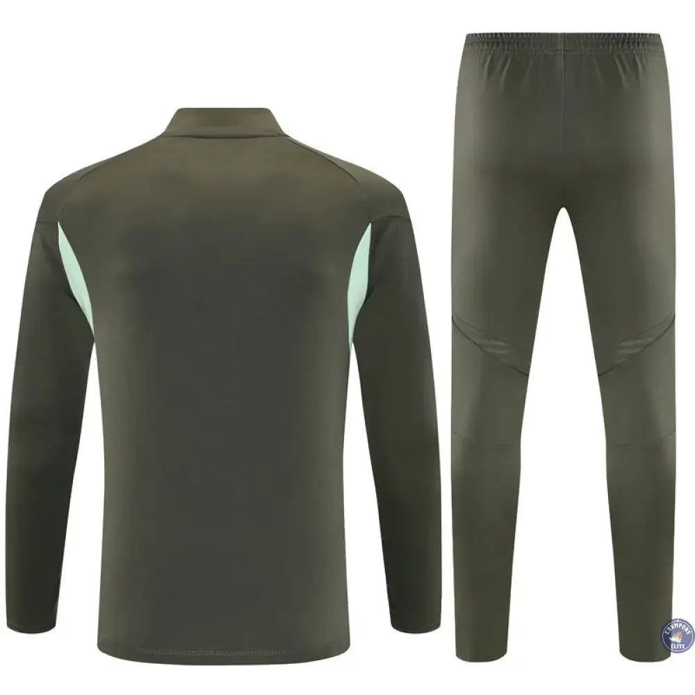 Survêtement d’entraînement demi-zip - Real Madrid 2025/2026 - Kaki/Bleu Turquoise