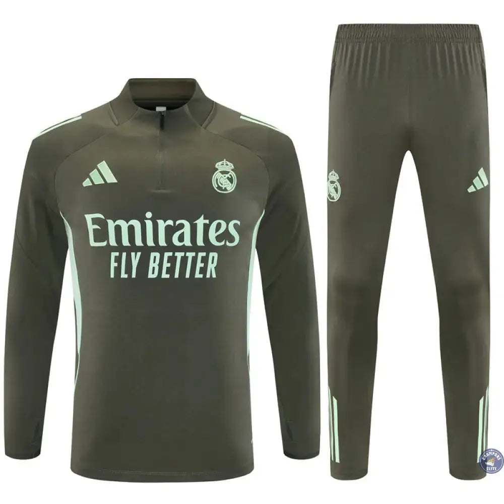 Image of Survêtement d’entraînement demi-zip - Real Madrid 2025/2026 - Kaki/Bleu Turquoise