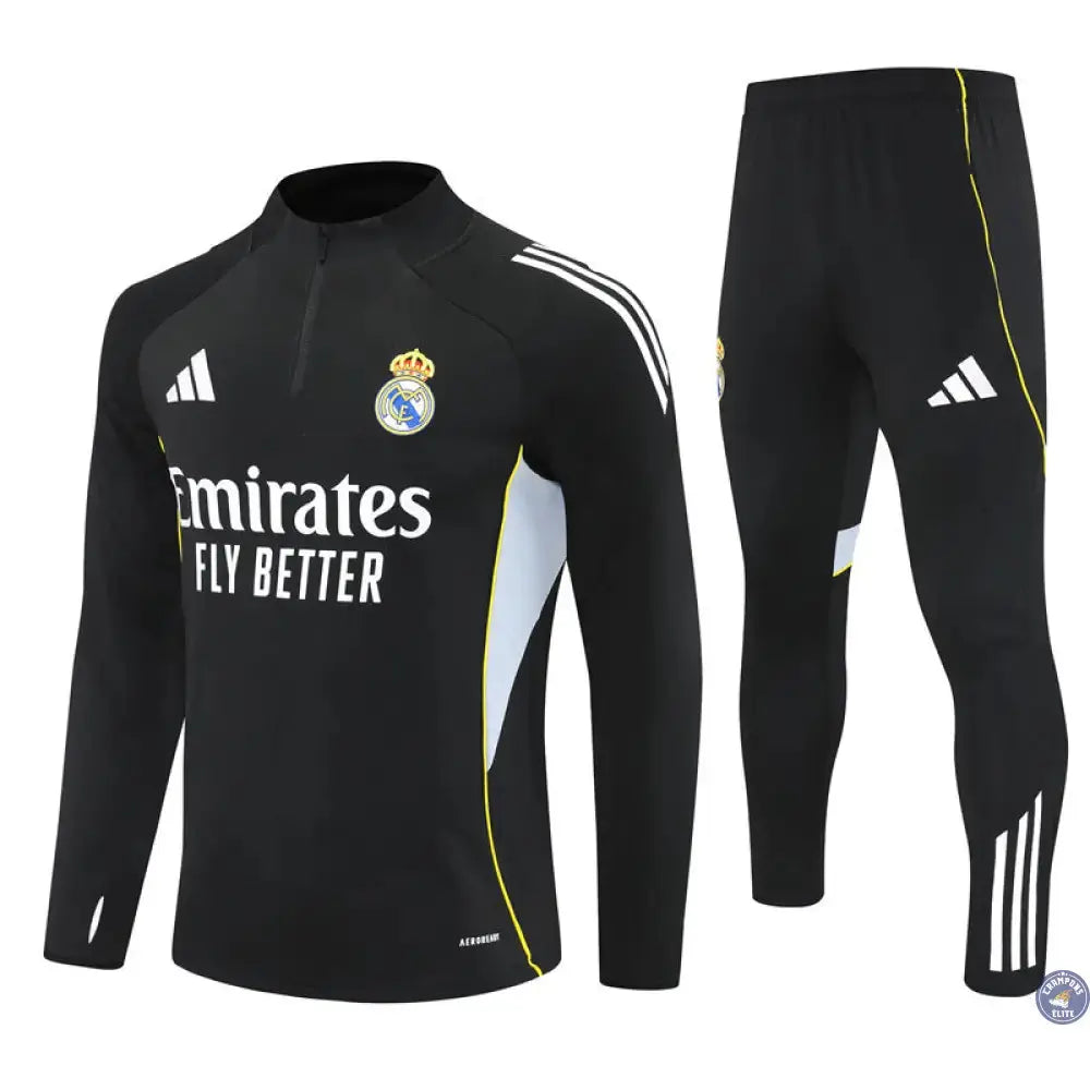 Image of Survêtement d’entraînement demi-zip - Real Madrid 2025/2026 - Noir/Gris/Jaune/Blanc