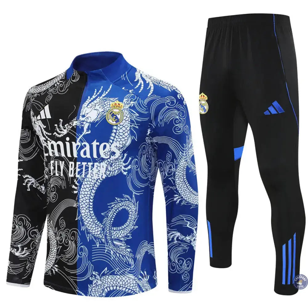 Image of Survêtement d’entraînement demi-zip - Real Madrid 2025/2026 - Version Dragon Bleu/Noir