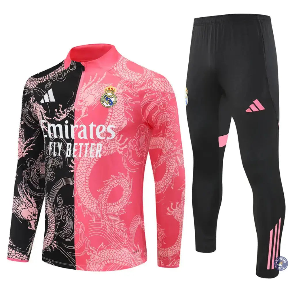 Image of Survêtement d’entraînement demi-zip - Real Madrid 2025/2026 - Version Dragon Rose/Noir