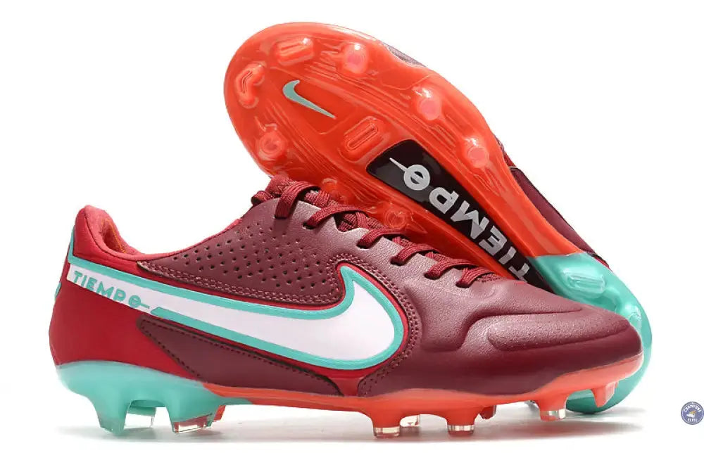 Image of Tiempo 9 Elite FG Bordeaux/Blanc/Turquoise