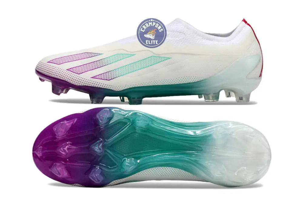 Image of X Crazyfast Elite Laceless FG Blanc/Violet/Vert