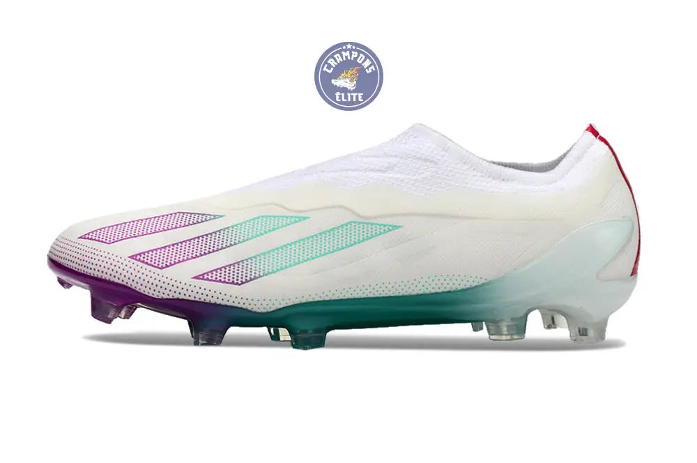 Image of X Crazyfast Elite Laceless FG Blanc/Violet/Vert