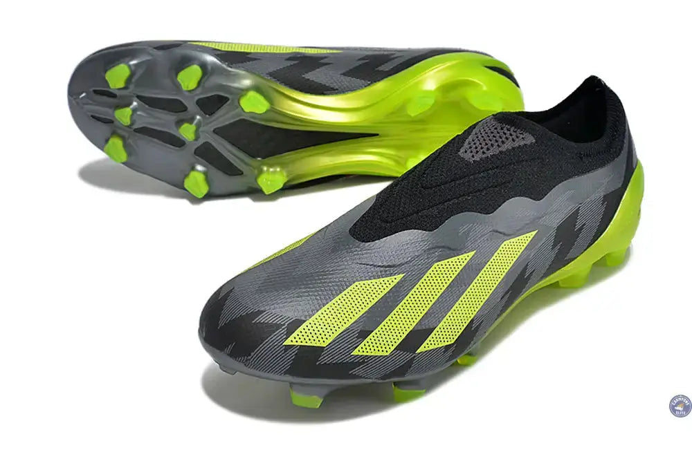 Image of X Crazyfast Elite Laceless FG Crazycharged - Noir/Jaune/Gris ÉDITION LIMITÉE