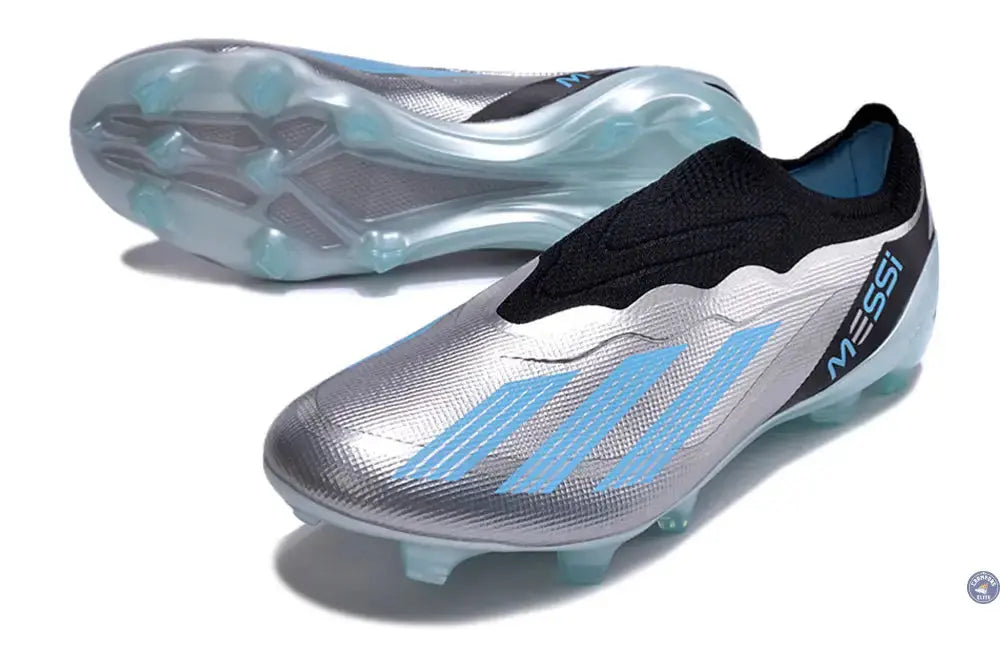 X Crazyfast Elite Laceless FG x Messi Infinito - Argenté/Bliss Blue/Noir