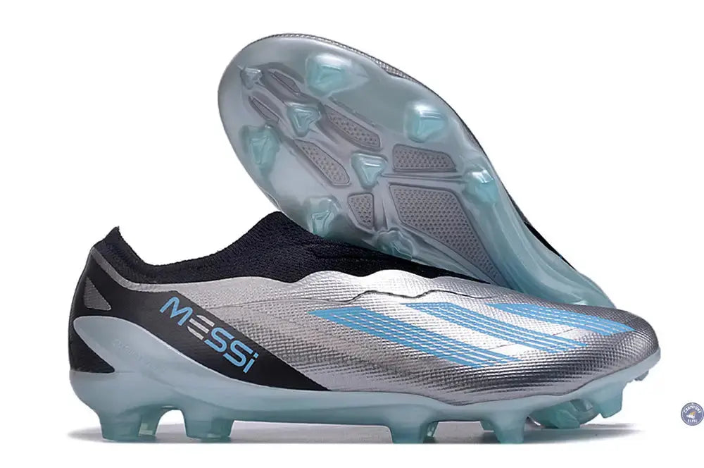 Image of X Crazyfast Elite Laceless FG x Messi Infinito - Argenté/Bliss Blue/Noir