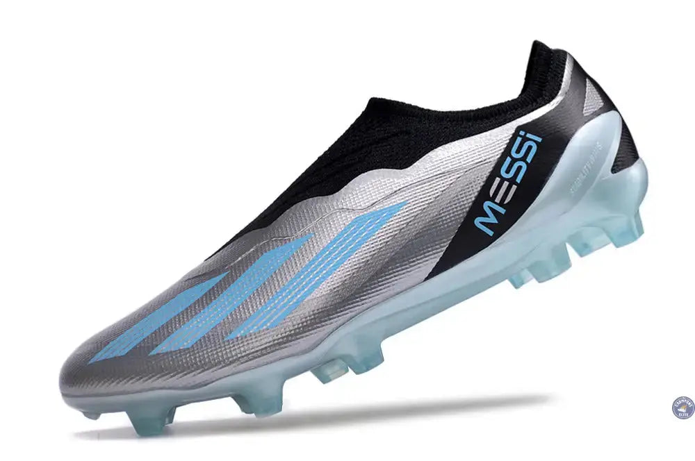 X Crazyfast Elite Laceless FG x Messi Infinito - Argenté/Bliss Blue/Noir