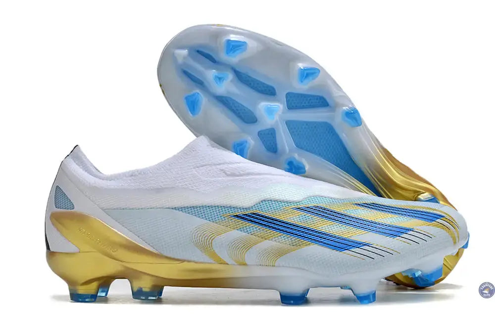 X Crazyfast Elite Laceless FG x Messi ’Las Estrellas’ - Blanc/Bleu/Or