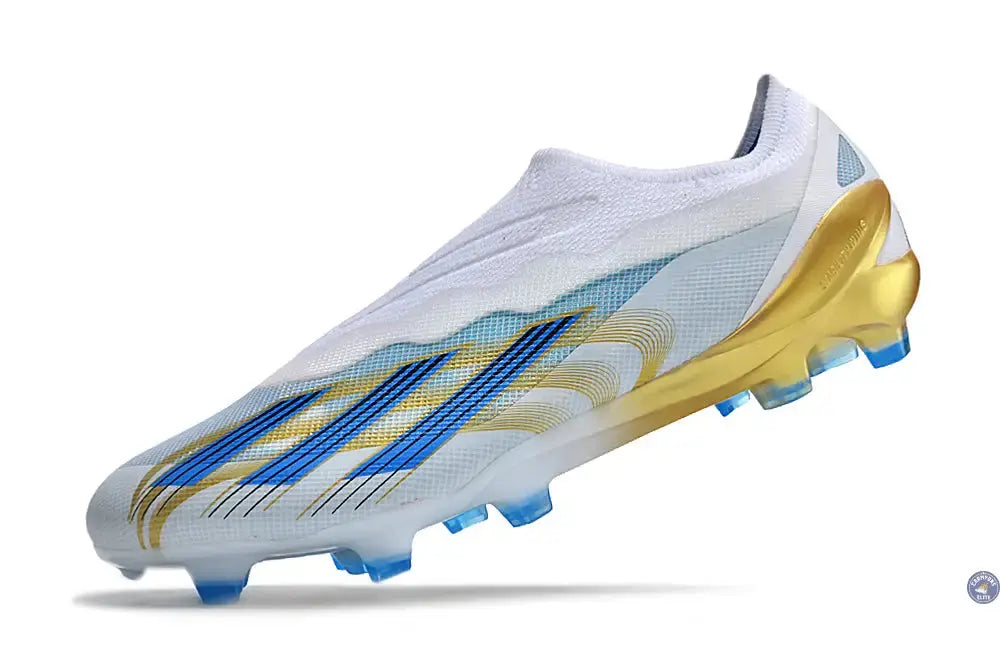 X Crazyfast Elite Laceless FG x Messi ’Las Estrellas’ - Blanc/Bleu/Or