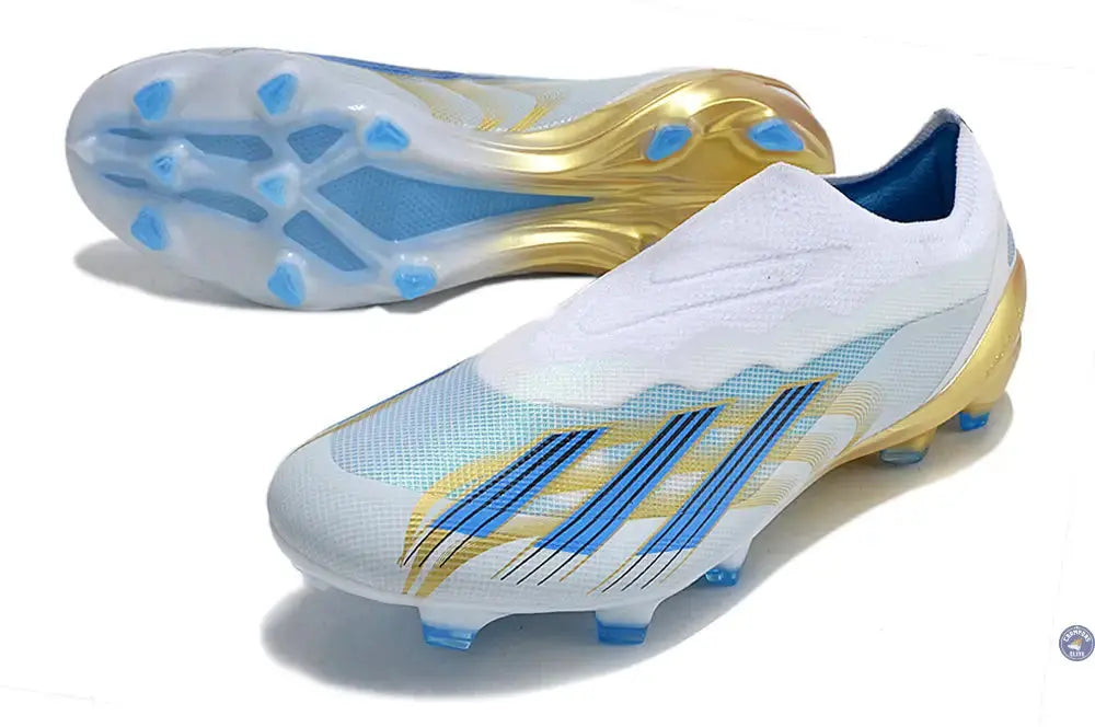 X Crazyfast Elite Laceless FG x Messi ’Las Estrellas’ - Blanc/Bleu/Or