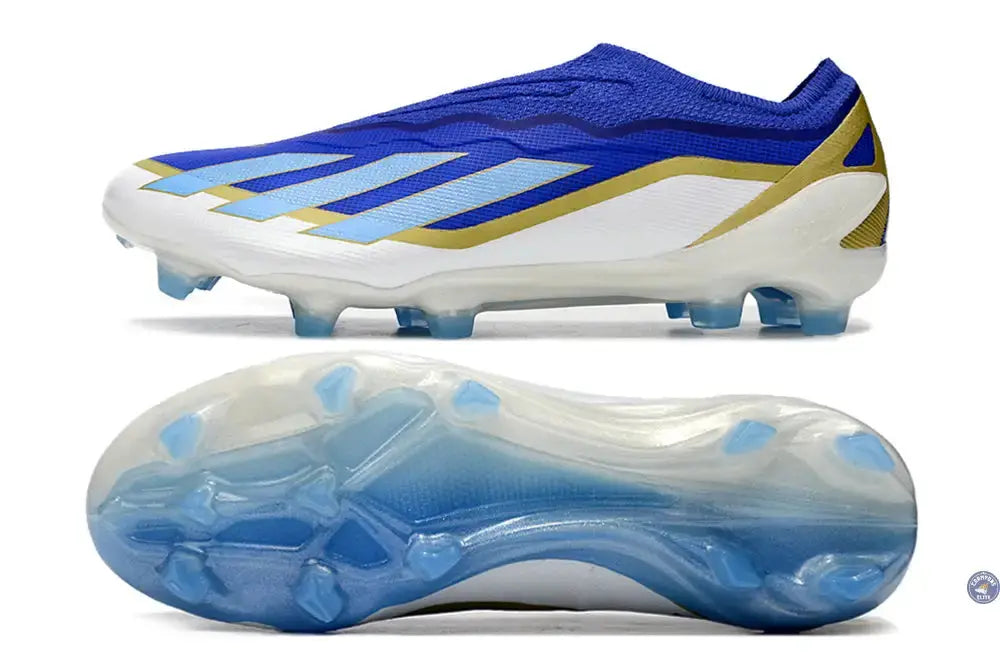 Image of X Crazyfast Elite Laceless FG x Messi Spark Gen10s - Bleu/Blue Burst/Blanc