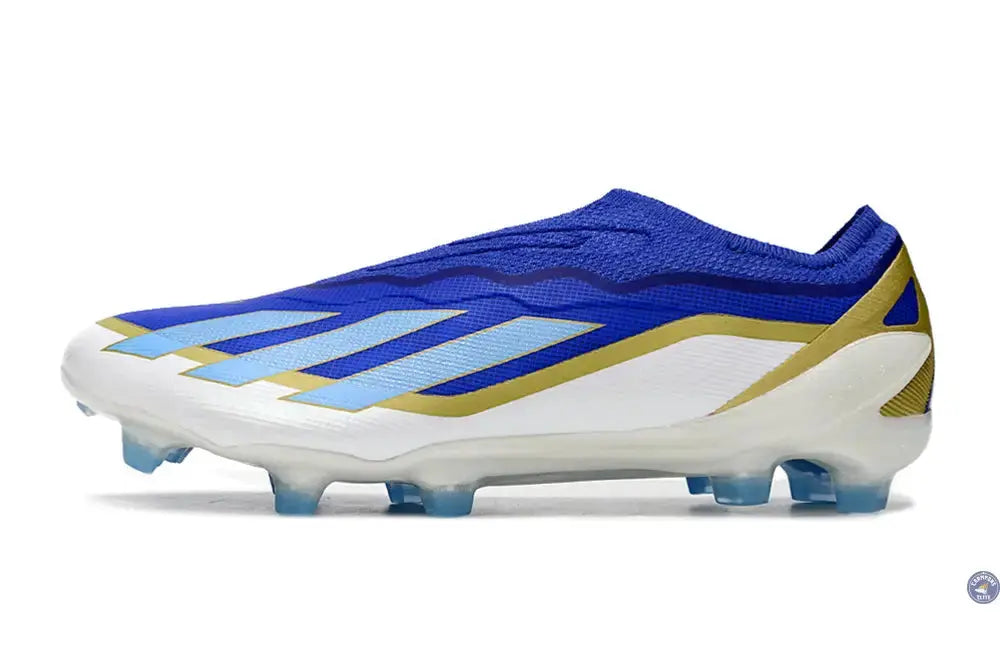 Image of X Crazyfast Elite Laceless FG x Messi Spark Gen10s - Bleu/Blue Burst/Blanc