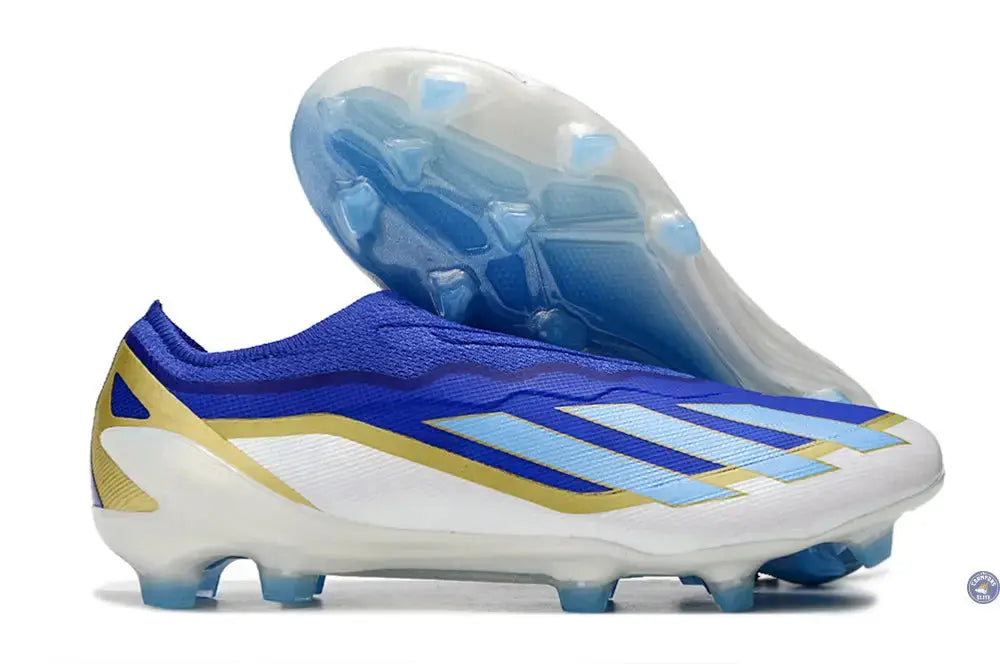 Image of X Crazyfast Elite Laceless FG x Messi Spark Gen10s - Bleu/Blue Burst/Blanc