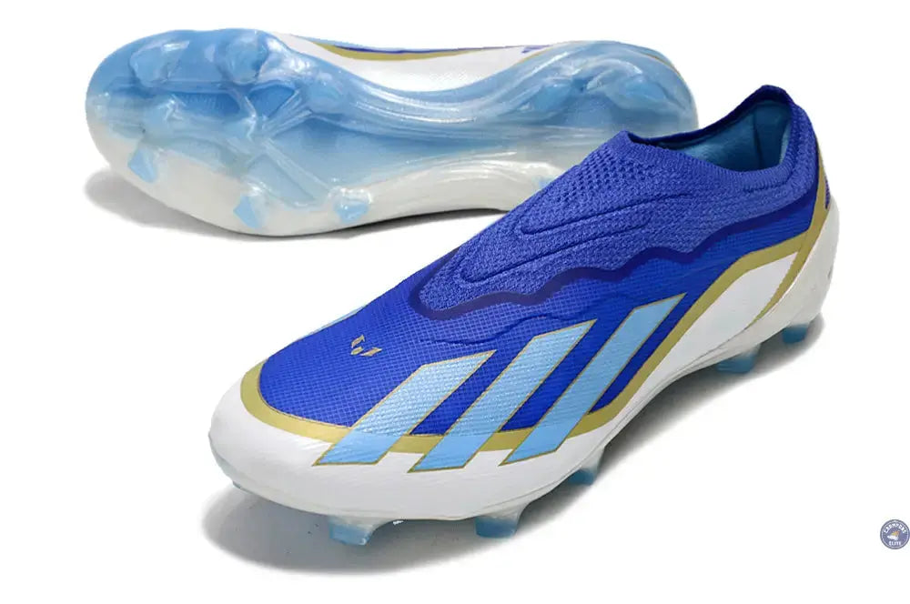 Image of X Crazyfast Elite Laceless FG x Messi Spark Gen10s - Bleu/Blue Burst/Blanc