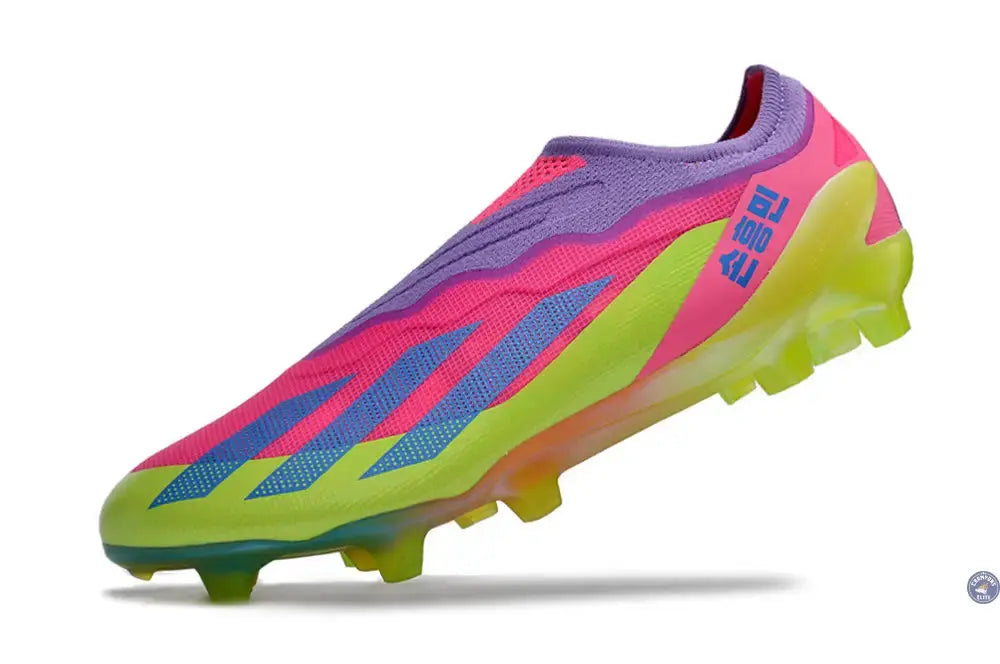 X Crazyfast Elite Laceless FG x SON - ’South Korea Nightlife’ Rose/Jaune/Violet