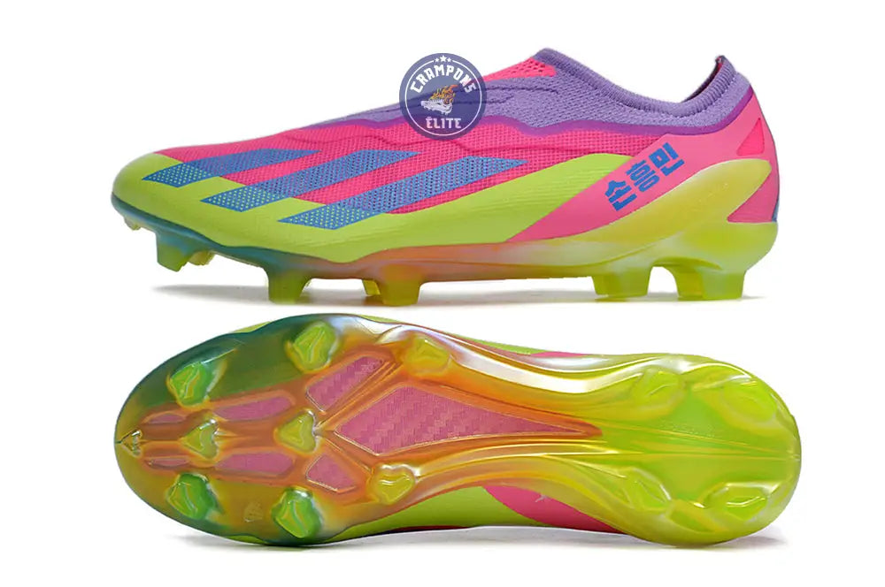 Image of X Crazyfast Elite Laceless FG x SON - ’South Korea Nightlife’ Rose/Jaune/Violet