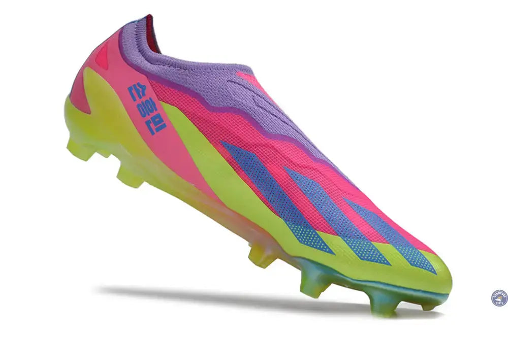 X Crazyfast Elite Laceless FG x SON - ’South Korea Nightlife’ Rose/Jaune/Violet