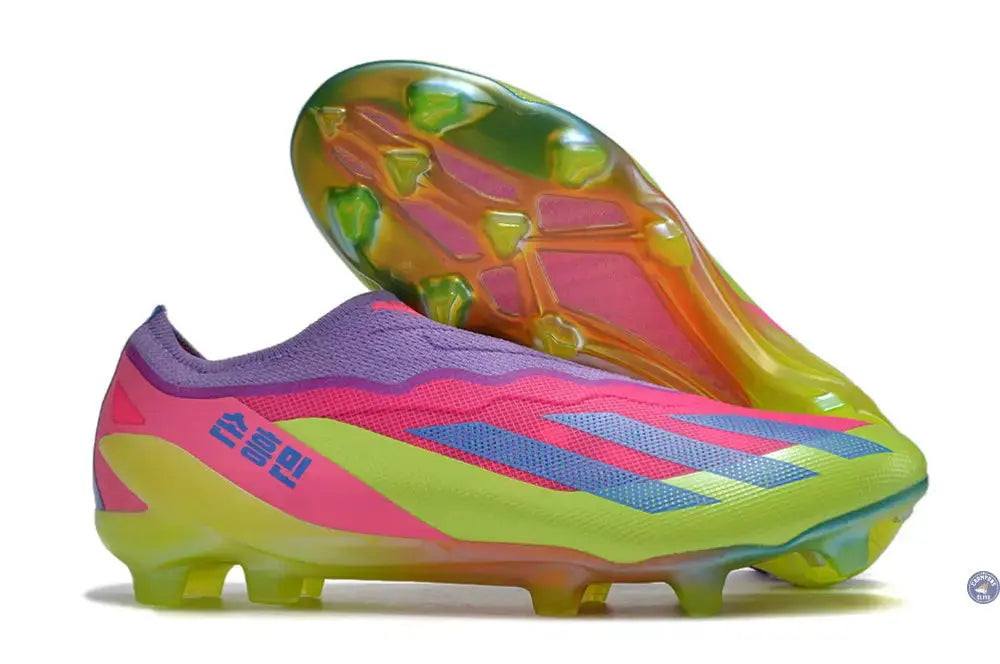 X Crazyfast Elite Laceless FG x SON - ’South Korea Nightlife’ Rose/Jaune/Violet