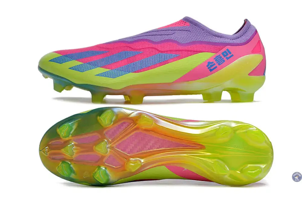 X Crazyfast Elite Laceless FG x SON - ’South Korea Nightlife’ Rose/Jaune/Violet