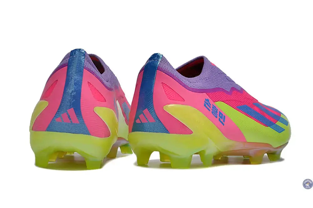 Image of X Crazyfast Elite Laceless FG x SON - ’South Korea Nightlife’ Rose/Jaune/Violet