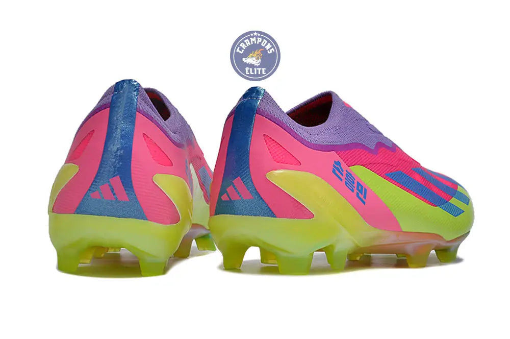 Image of X Crazyfast Elite Laceless FG x SON - ’South Korea Nightlife’ Rose/Jaune/Violet