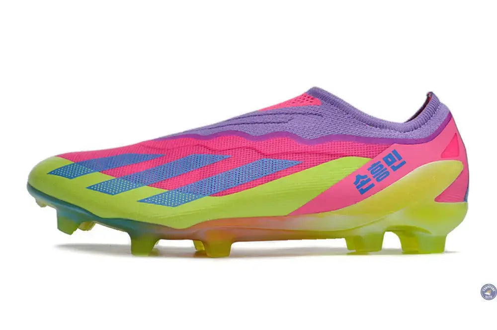 Image of X Crazyfast Elite Laceless FG x SON - ’South Korea Nightlife’ Rose/Jaune/Violet