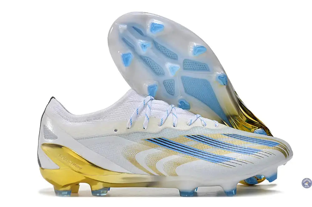Image of X Crazyfast Messi.1 FG Las Estrellas - Blanc/Bleu/Doré ÉDITION LIMITÉE