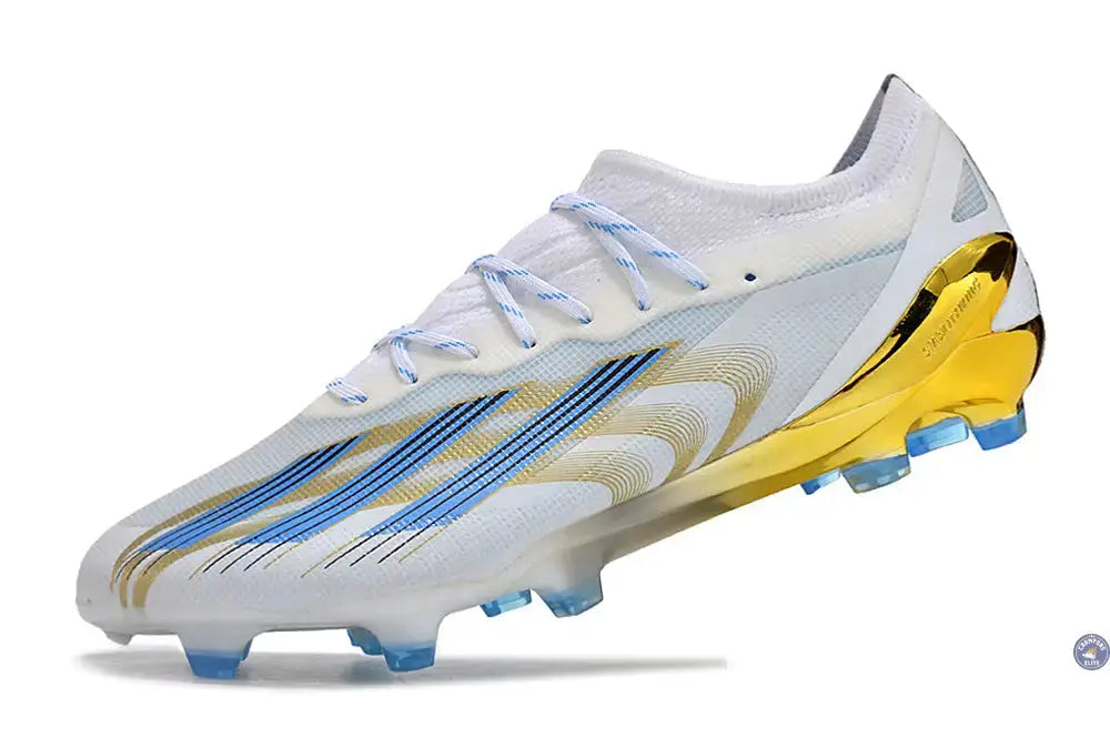 X Crazyfast Messi.1 FG Las Estrellas - Blanc/Bleu/Doré ÉDITION LIMITÉE