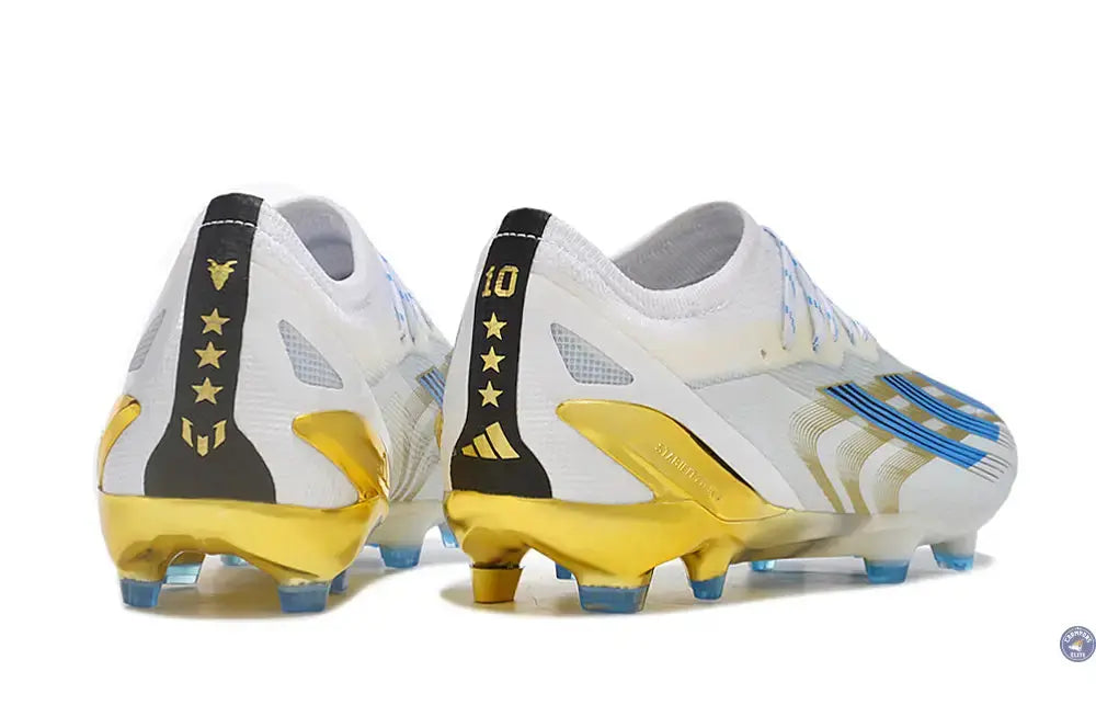 X Crazyfast Messi.1 FG Las Estrellas - Blanc/Bleu/Doré ÉDITION LIMITÉE