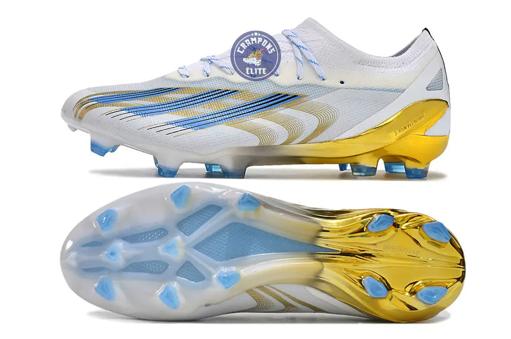 Image of X Crazyfast Messi.1 FG Las Estrellas - Blanc/Bleu/Doré ÉDITION LIMITÉE