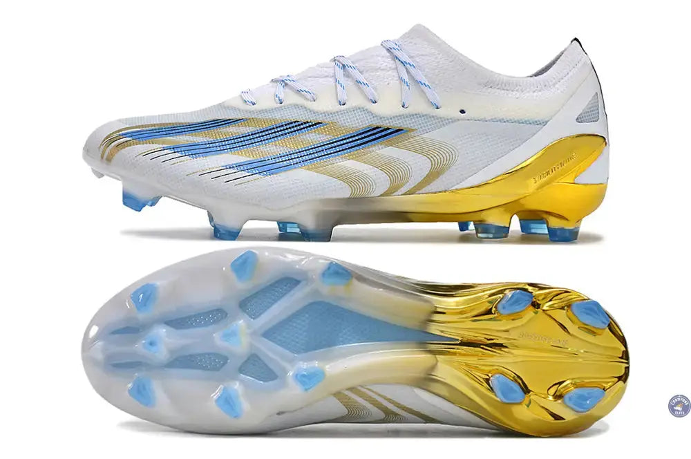 X Crazyfast Messi.1 FG Las Estrellas - Blanc/Bleu/Doré ÉDITION LIMITÉE