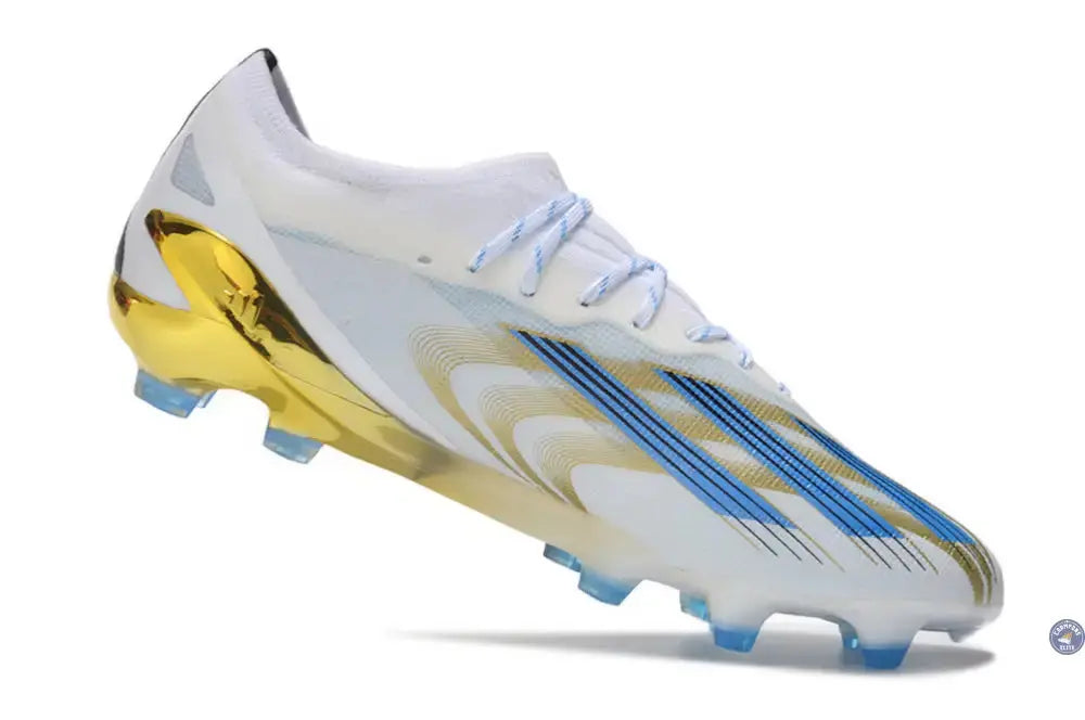 X Crazyfast Messi.1 FG Las Estrellas - Blanc/Bleu/Doré ÉDITION LIMITÉE