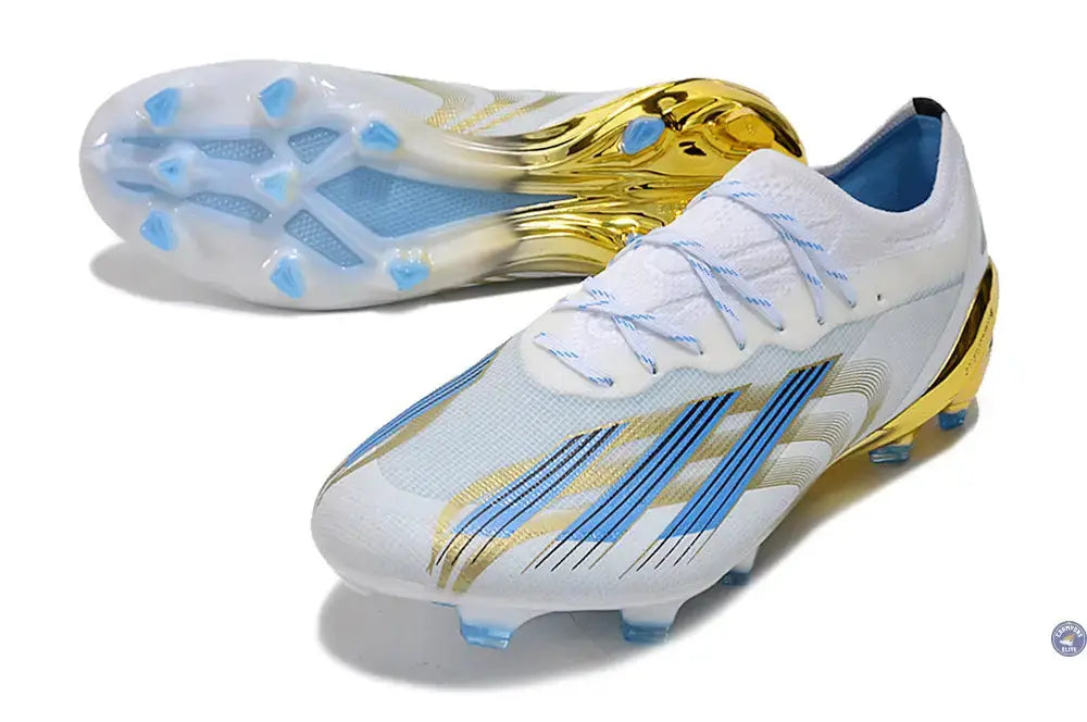 Image of X Crazyfast Messi.1 FG Las Estrellas - Blanc/Bleu/Doré ÉDITION LIMITÉE