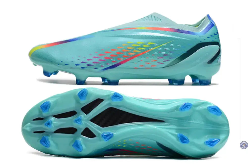 X Speedportal Elite Laceless FG Al Rihla - Turquoise/Bleu/Jaune